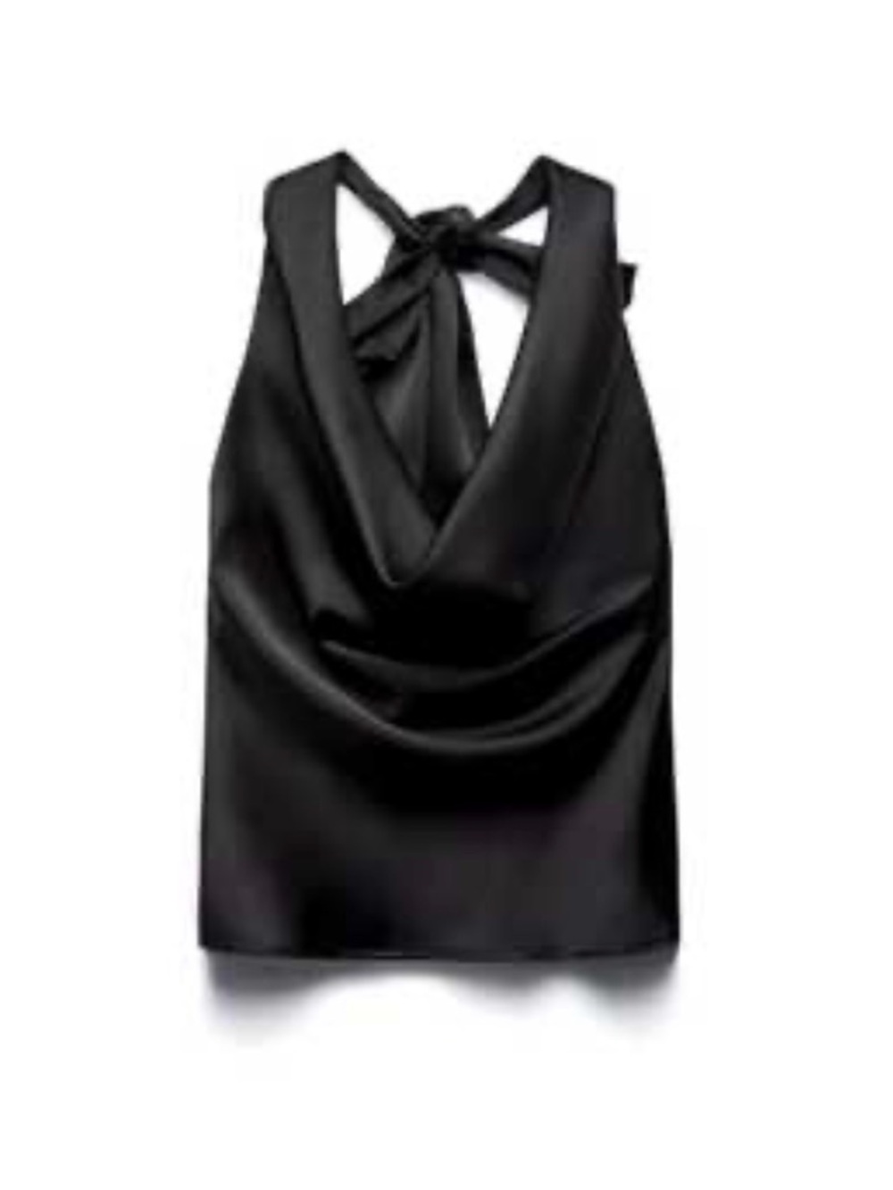 Zara Black Draped Halter Tie-Back Top